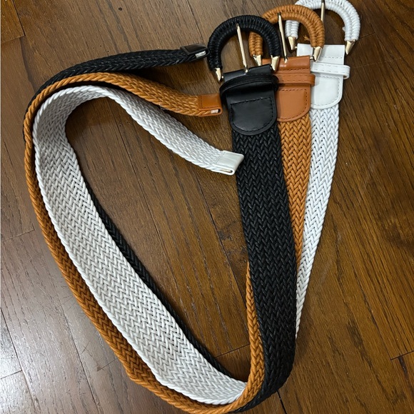 Stylish Woven Belts Set in Black, White, and Brown - Picture 1 of 1